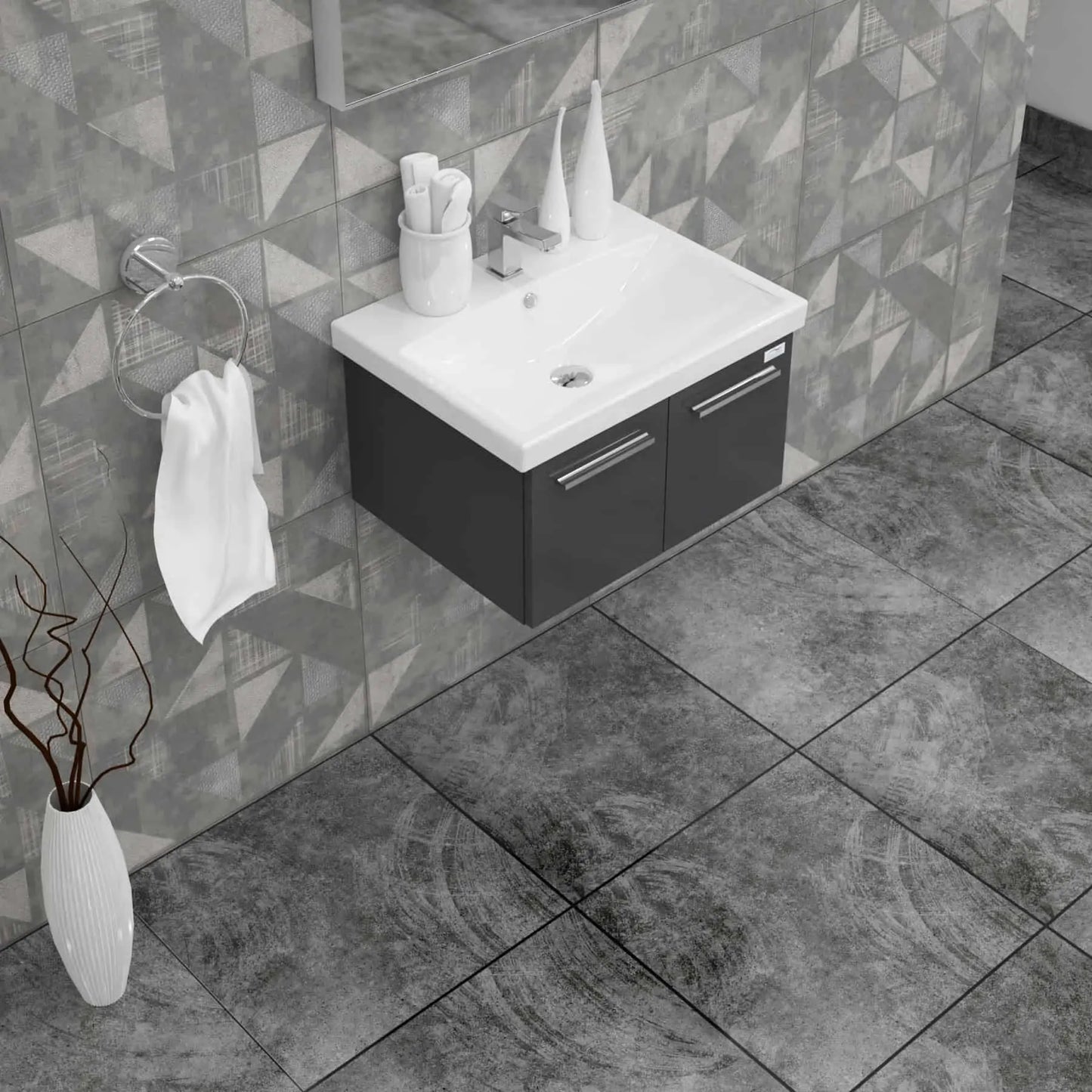 Casa Mare Aspe 32" Bathroom Vanity and Ceramic Sink Combo with LED Mirror - Aspe80GB-32