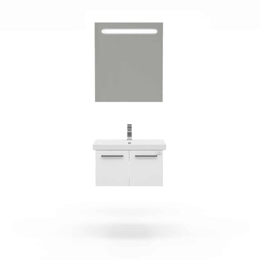 Casa Mare Aspe 24" Glossy White Vanity and Ceramic Sink Combo with LED Mirror - Aspe60GW-24-MSC-S