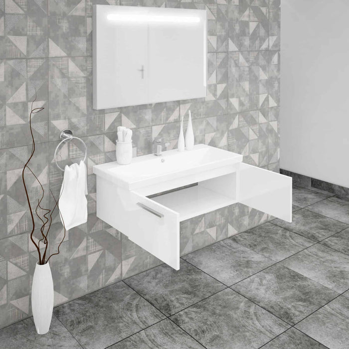 Casa Mare Aspe 32" Glossy White Vanity Ceramic Sink Combo - Aspe100GW-40MSC-S