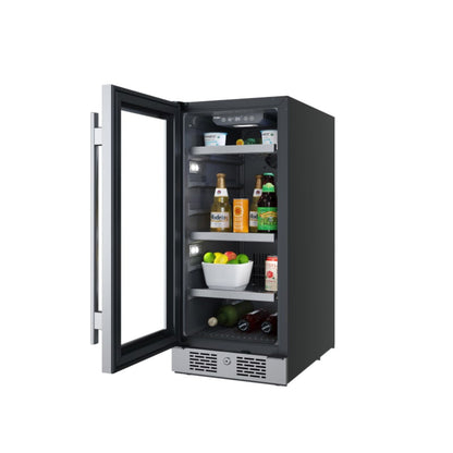 Avallon 15 Inch Wide 86 Can Beverage Center with LED Lighting - ABR151BLSS - ABR151BLSS