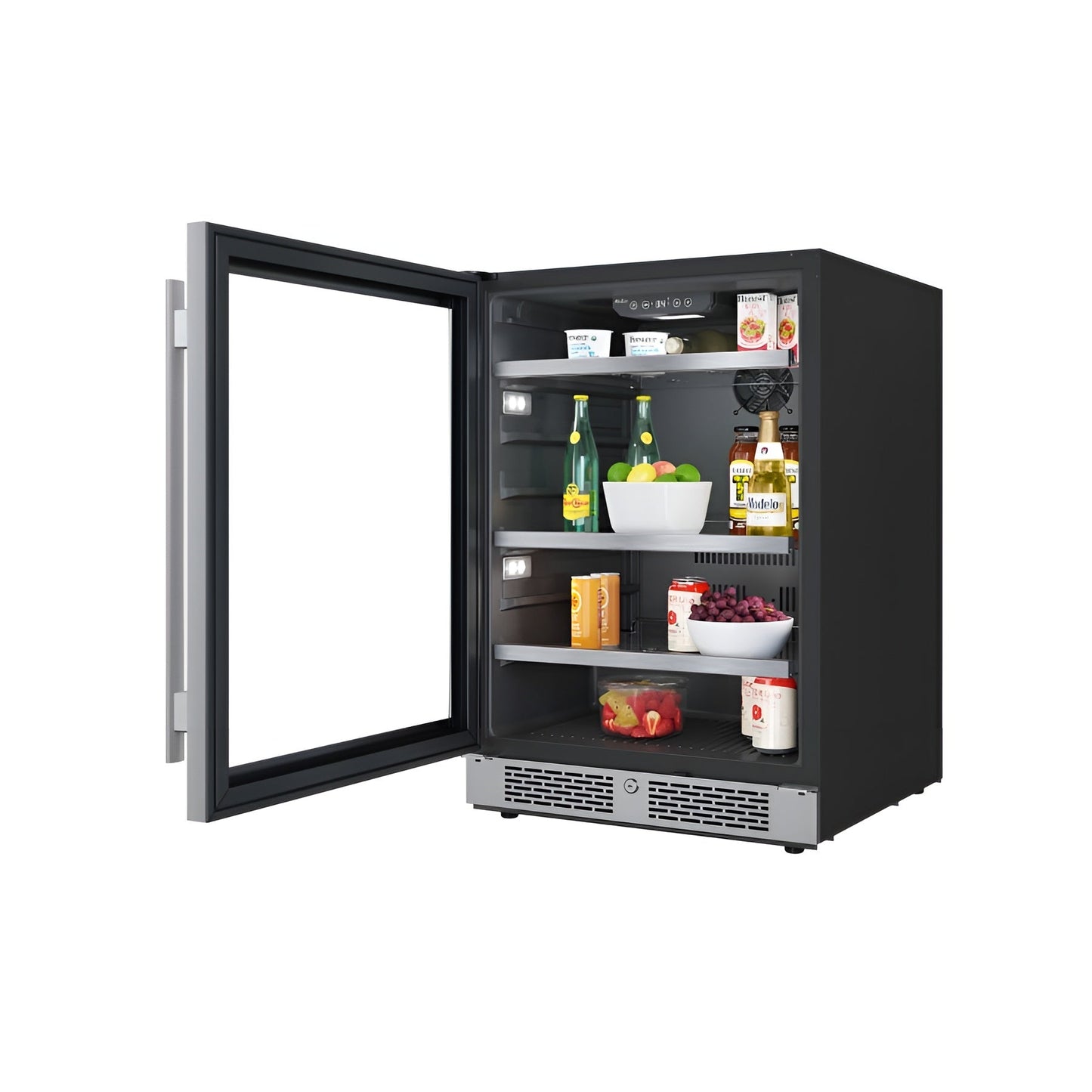 Avallon 24 Inch Wide 140 Can Energy Efficient Beverage Center with LED Lighting, Double Pane Glass, Touch Control Panel and Left Swing Door - ABR242PRGLH