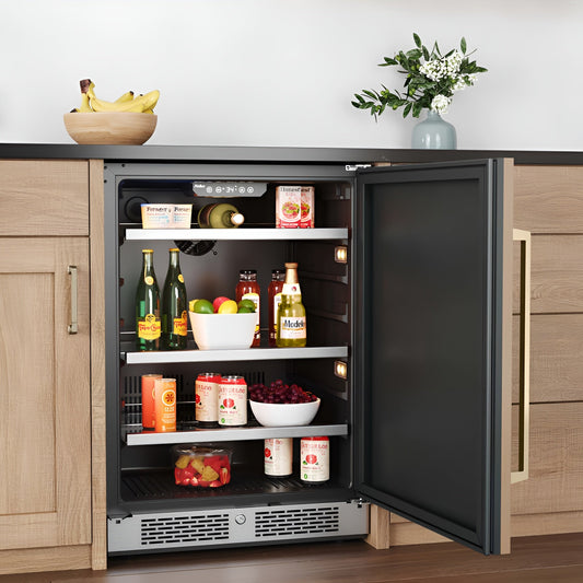 Avallon 24 Inch Wide 140 Can Energy Efficient Beverage Center with LED Lighting, Double Pane Glass, Touch Control Panel and Right Swing Door - ABR242PRSRH