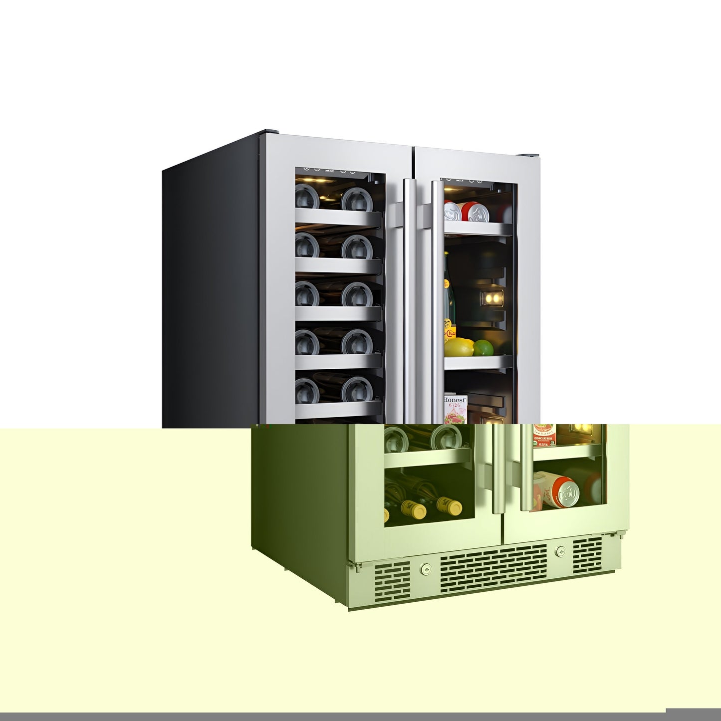 Avallon 24 Inch Wide 21 Bottle Capacity and 64 Can Capacity Beverage Center with LED Lighting and Double Pane Glass - AWBC242GGFDPRG