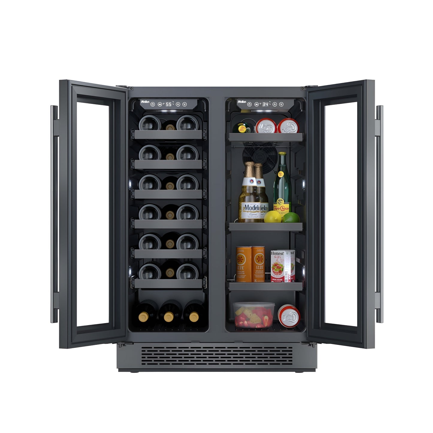 Avallon 24 Inch Wide 21 Bottle Capacity and 64 Can Capacity Beverage Center with LED Lighting and Double Pane Glass - AWBC242GGFDPRG
