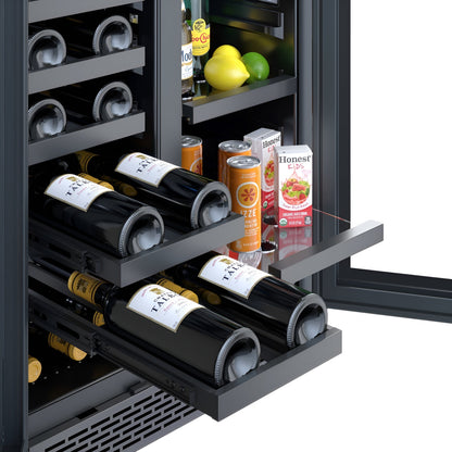 Avallon 24 Inch Wide 21 Bottle Capacity and 64 Can Capacity Beverage Center with LED Lighting and Double Pane Glass - AWBC242GGFDPRG