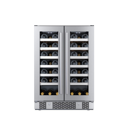 Avallon 24 Inch Wide 42 Bottle Capacity French Door Wine Cooler with LED Lighting - AWC242FD