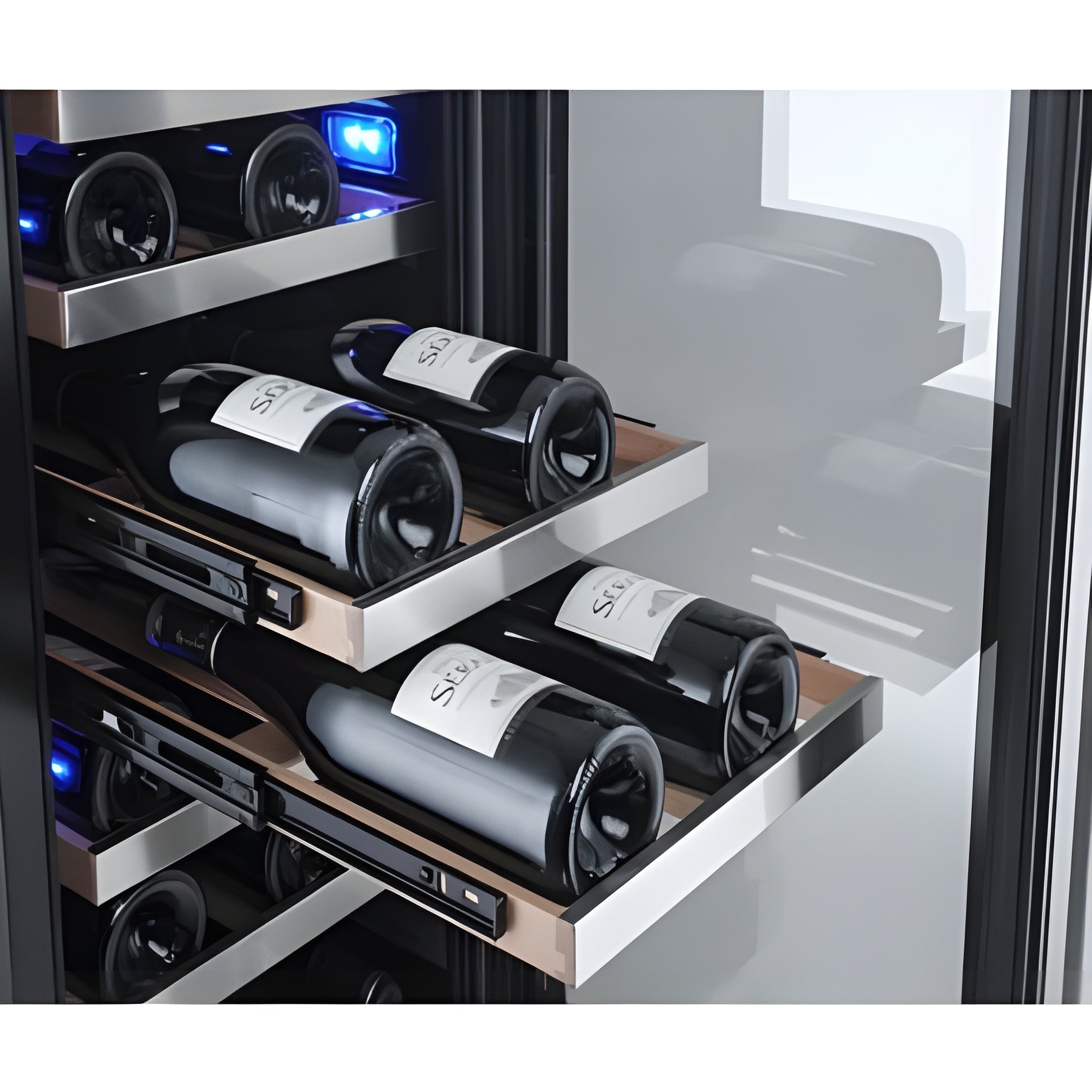 Avallon 15 Inch Wide 23 Bottle Capacity Dual Zone Wine Cooler with Left Swing Door - AWC151DBLSS