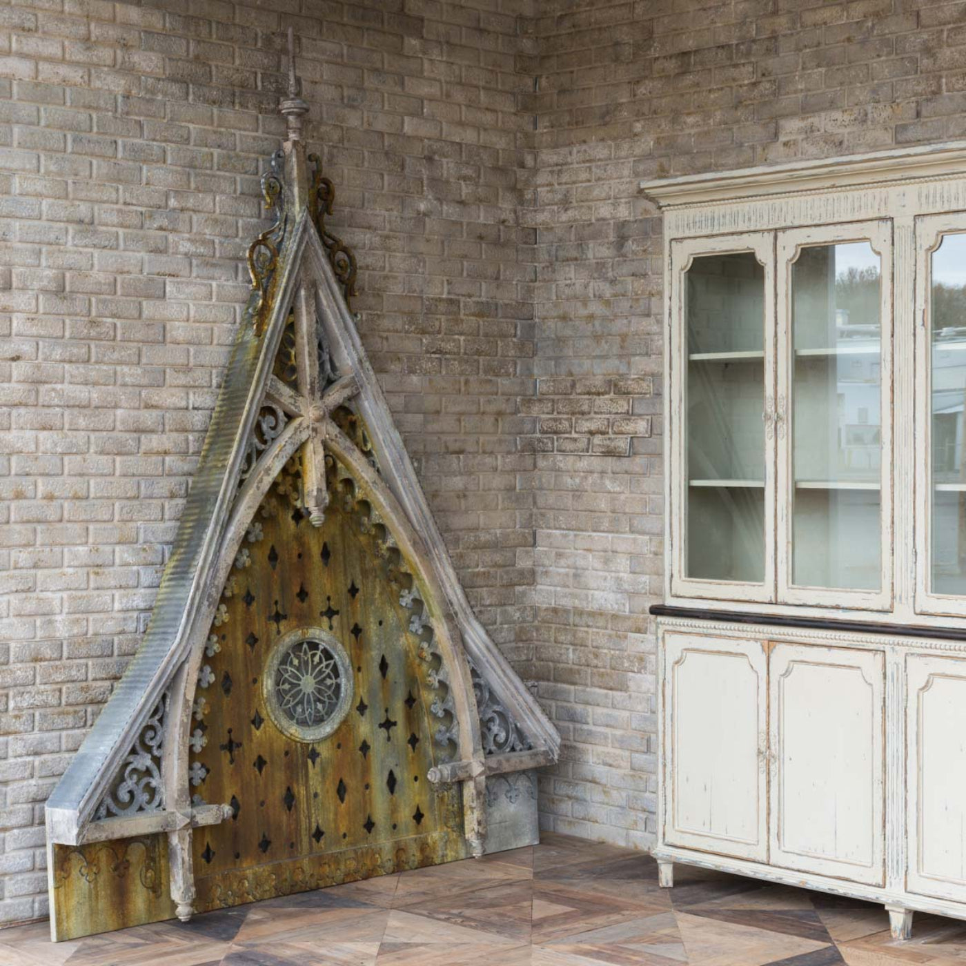 Park Hill Collection Cathedral Relic - Stunning Reclaimed Wood Art Piece with Ornate Metalwork for Unique Decor Display - EER80988