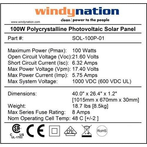 WindyNation 400 Watt Solar Panel Kit With LCD Charge Controller New - SOK-400WP-P30L