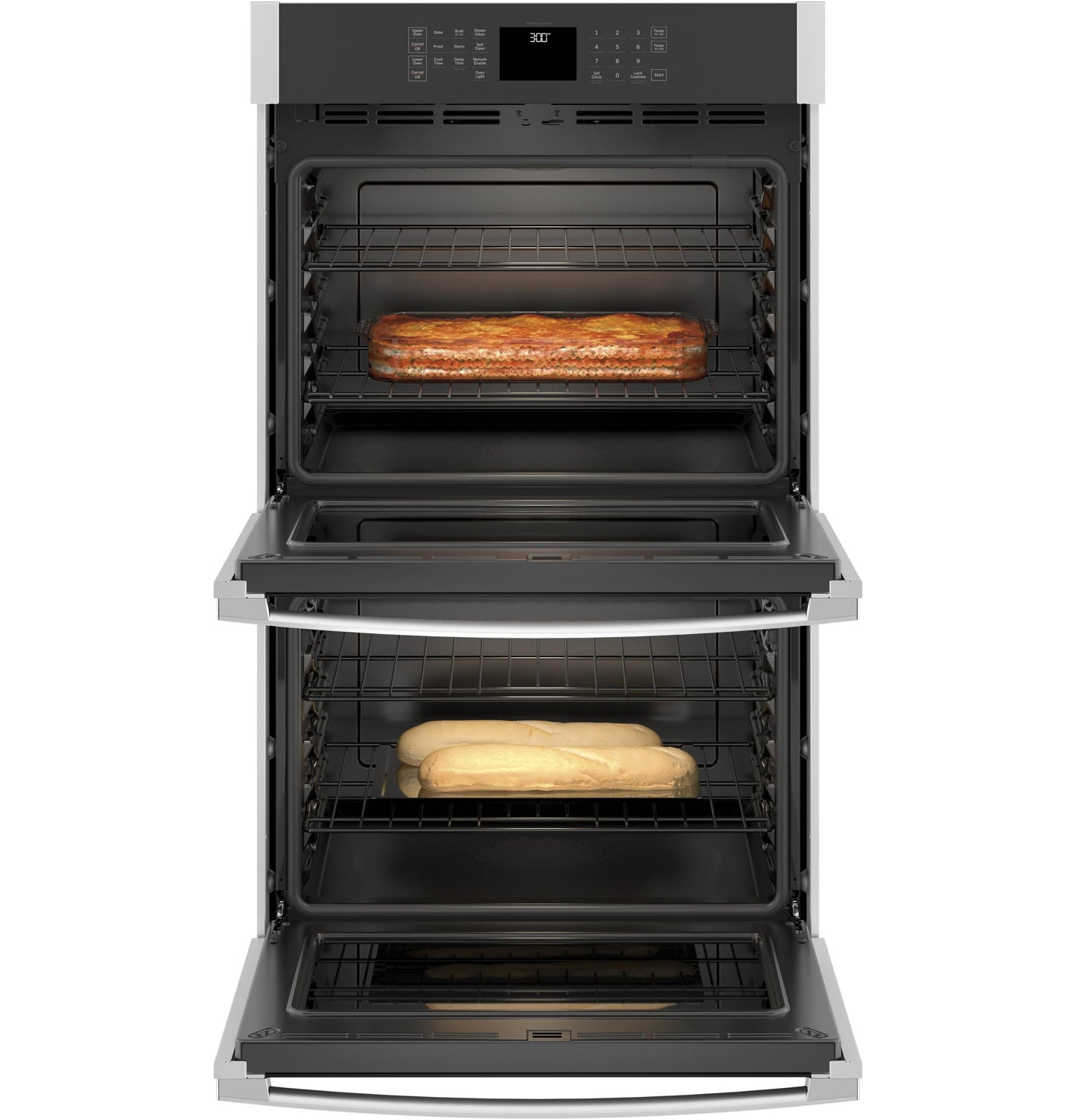 GE APPLIANCES JTD3000SNSS GE® 30" Smart Built-In Self-Clean Double Wall Oven with Never-Scrub Racks - JTD3000SNSS-KT