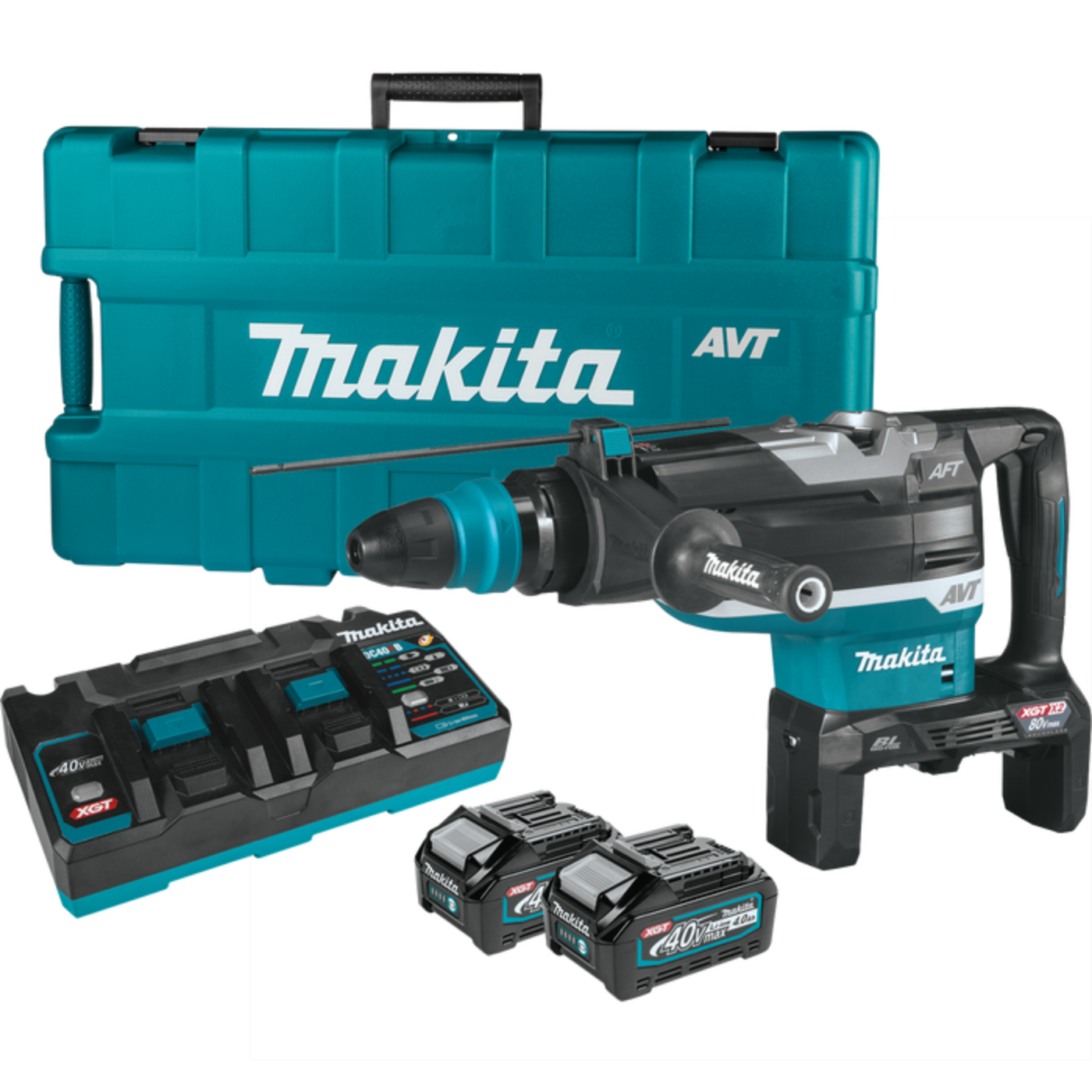 Makita (GRH06PM) 80V Max (40V Max X2) XGT Brushless 2 In. AVT Rotary Hammer Kit, accepts SDS-MAX bits, AFT, AWS Capable - GRH06PM