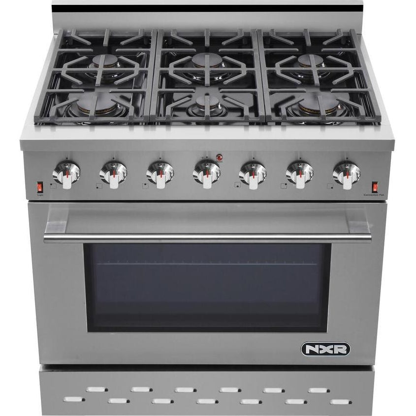 NXR 36 in. 5.5 cu.ft. Pro-Style Propane Gas Range with Convection Oven in Stainless Steel, - SC3611LP