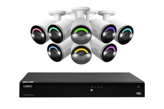 Lorex Fusion Series 4K 16 Camera Capable (Wired or Fusion Wi-Fi) 4TB Wired NVR System with H12 Wired 4K IP Bullet Cameras - N4K4SL-168WB-E863