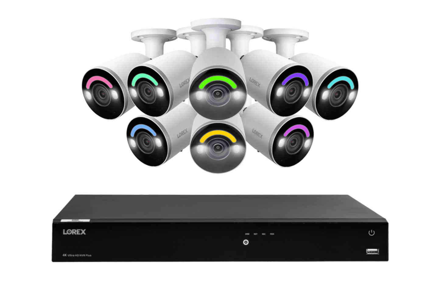 Lorex Fusion Series 4K 16 Camera Capable (Wired or Fusion Wi-Fi) 4TB Wired NVR System with H12 Wired 4K IP Bullet Cameras - N4K4SL-168WB-E863