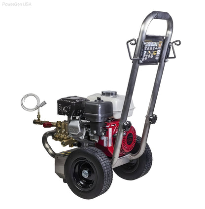 BE Power Equipment 2500 PSI  3.0 GPM Gas Pressure Washer with Honda GX200 Engine and Comet Triplex Pump - PowerGen USA - PE-2565HWSCOMSP