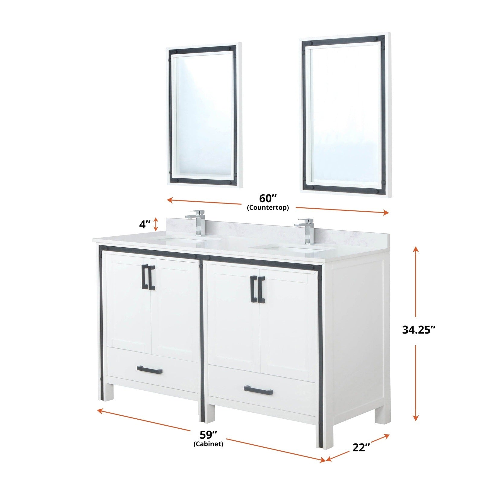 Ziva 60" x 22" Double Bath Vanity - Backyard Provider