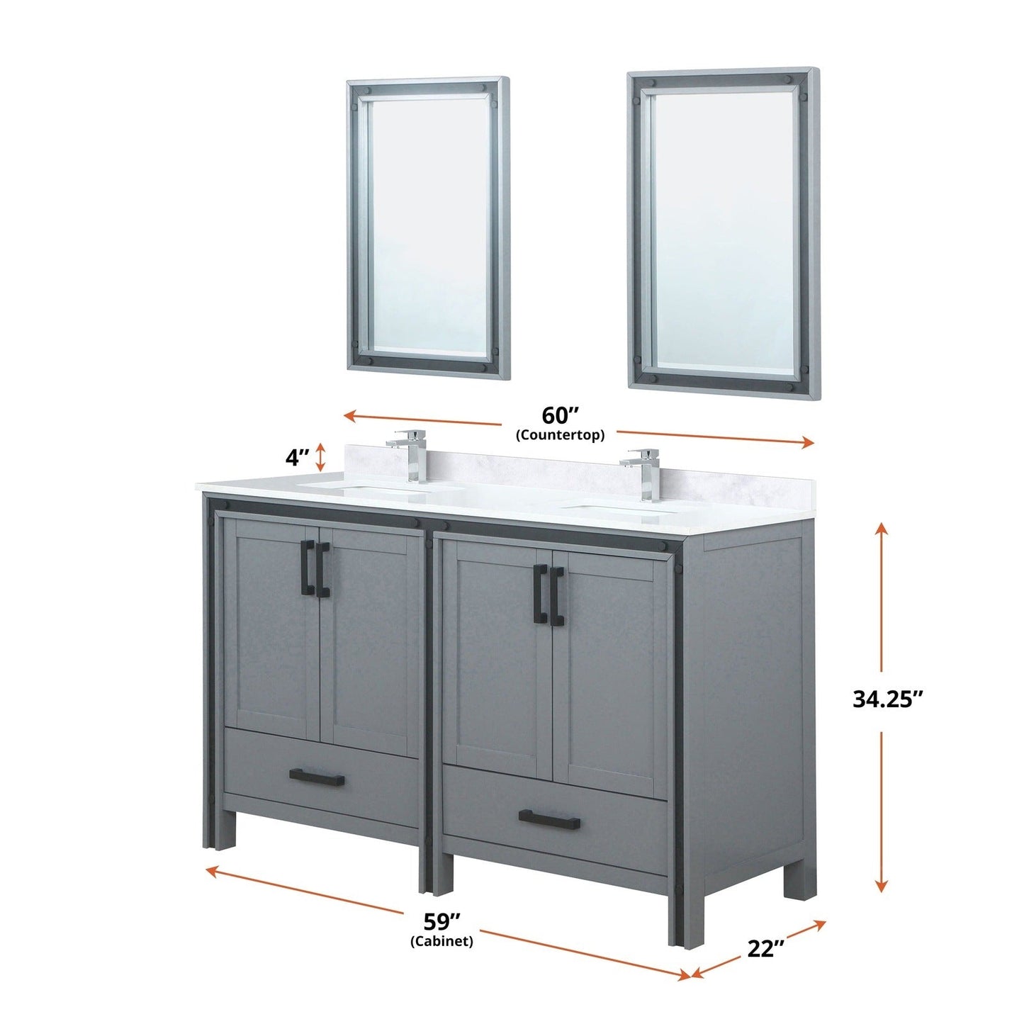 Ziva 60" x 22" Double Bath Vanity - Backyard Provider
