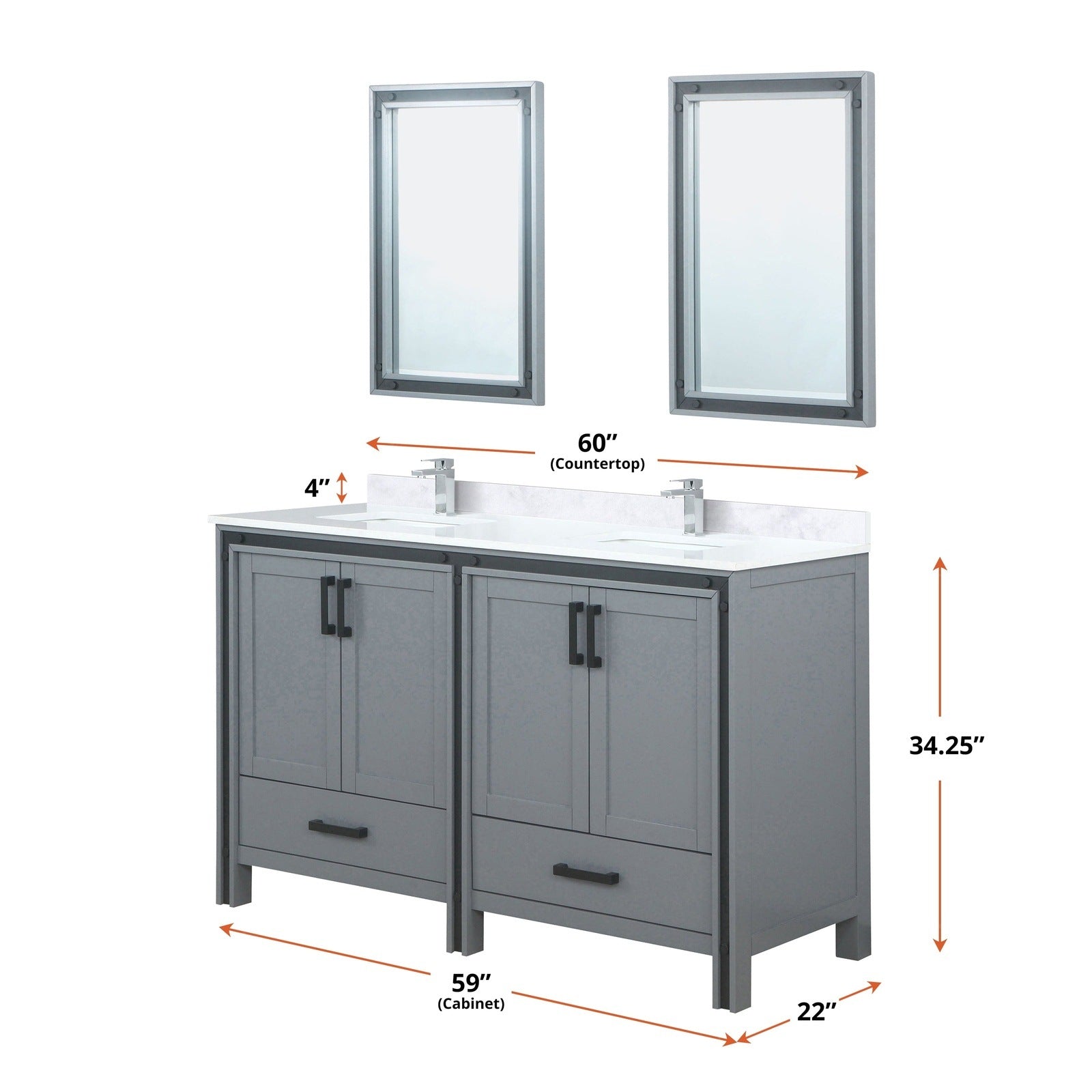 Ziva 60" x 22" Double Bath Vanity - Backyard Provider
