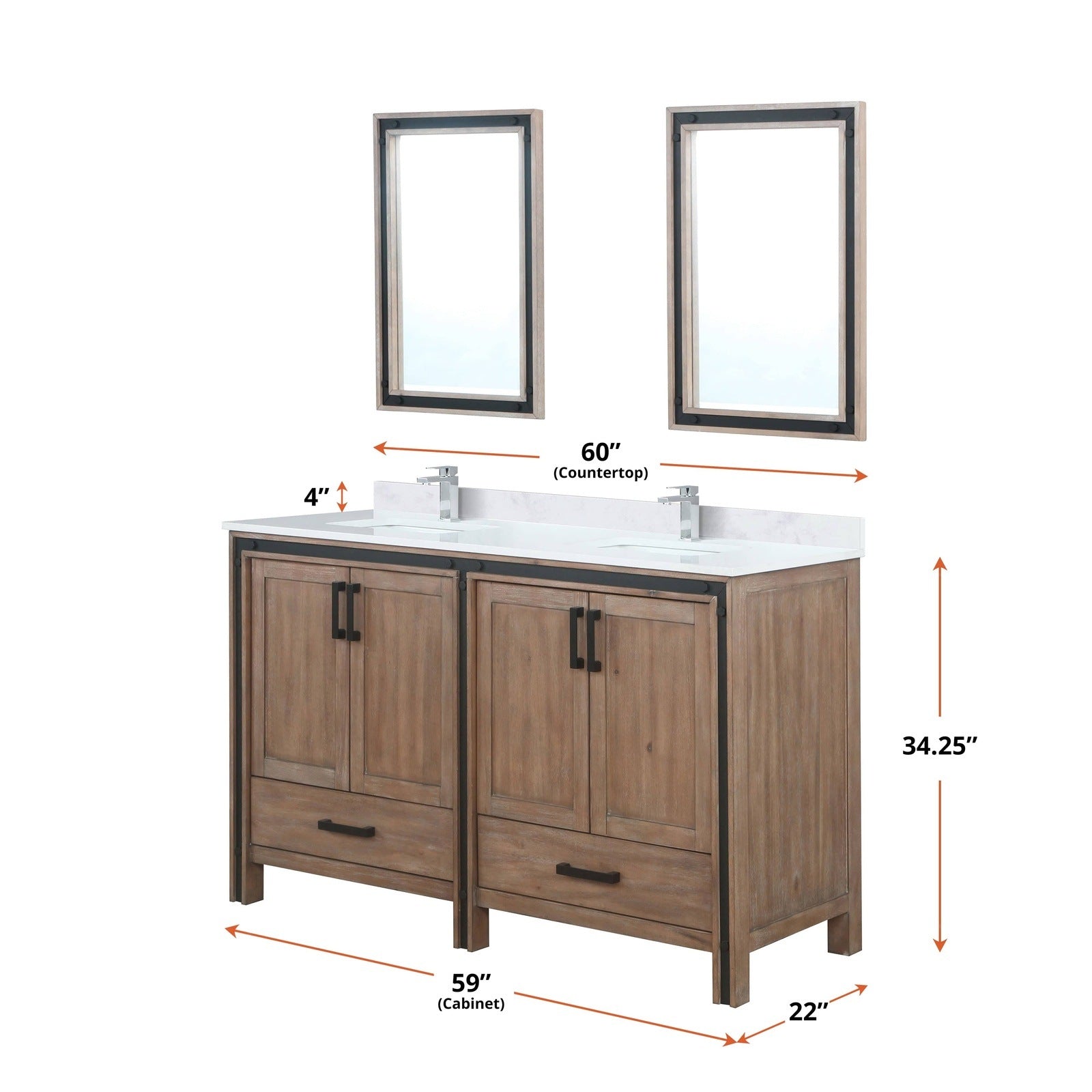 Ziva 60" x 22" Double Bath Vanity - Backyard Provider