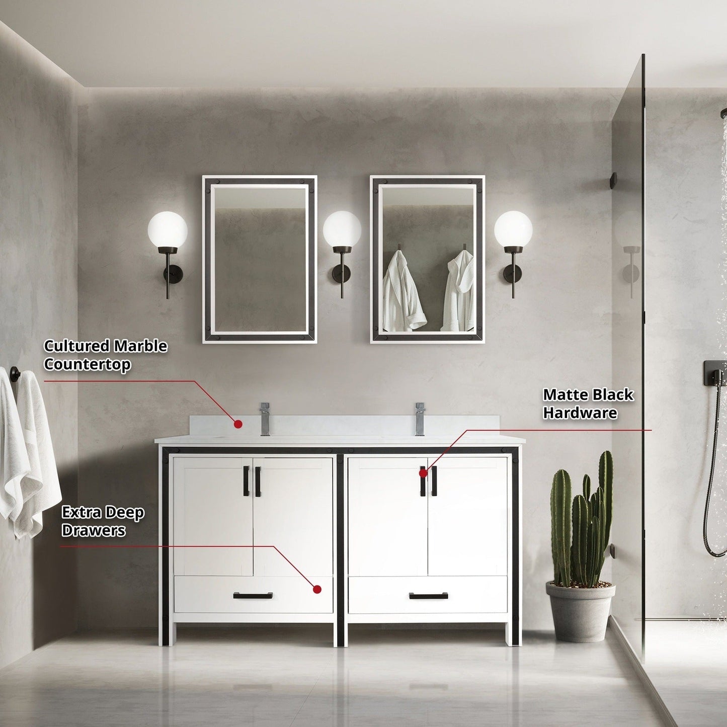 Ziva 60" x 22" Double Bath Vanity - Backyard Provider