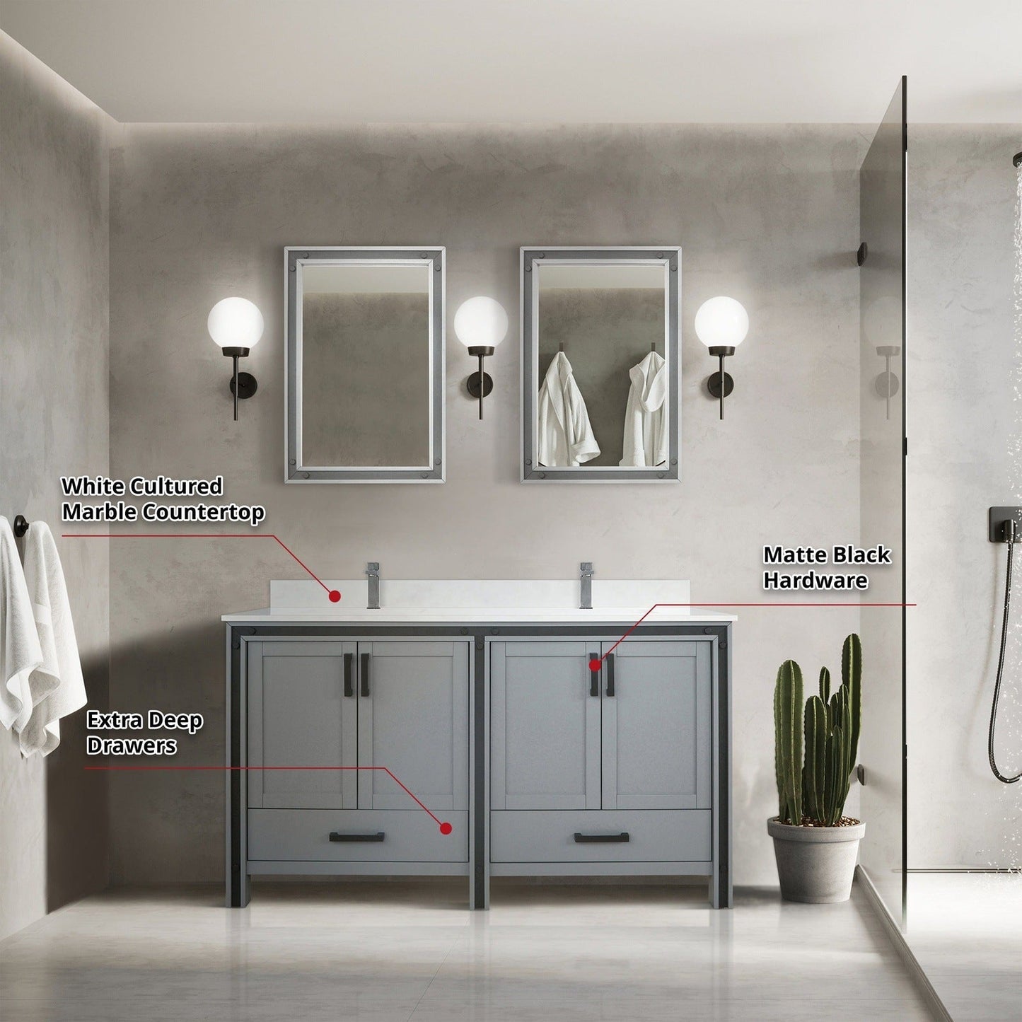 Ziva 60" x 22" Double Bath Vanity - Backyard Provider