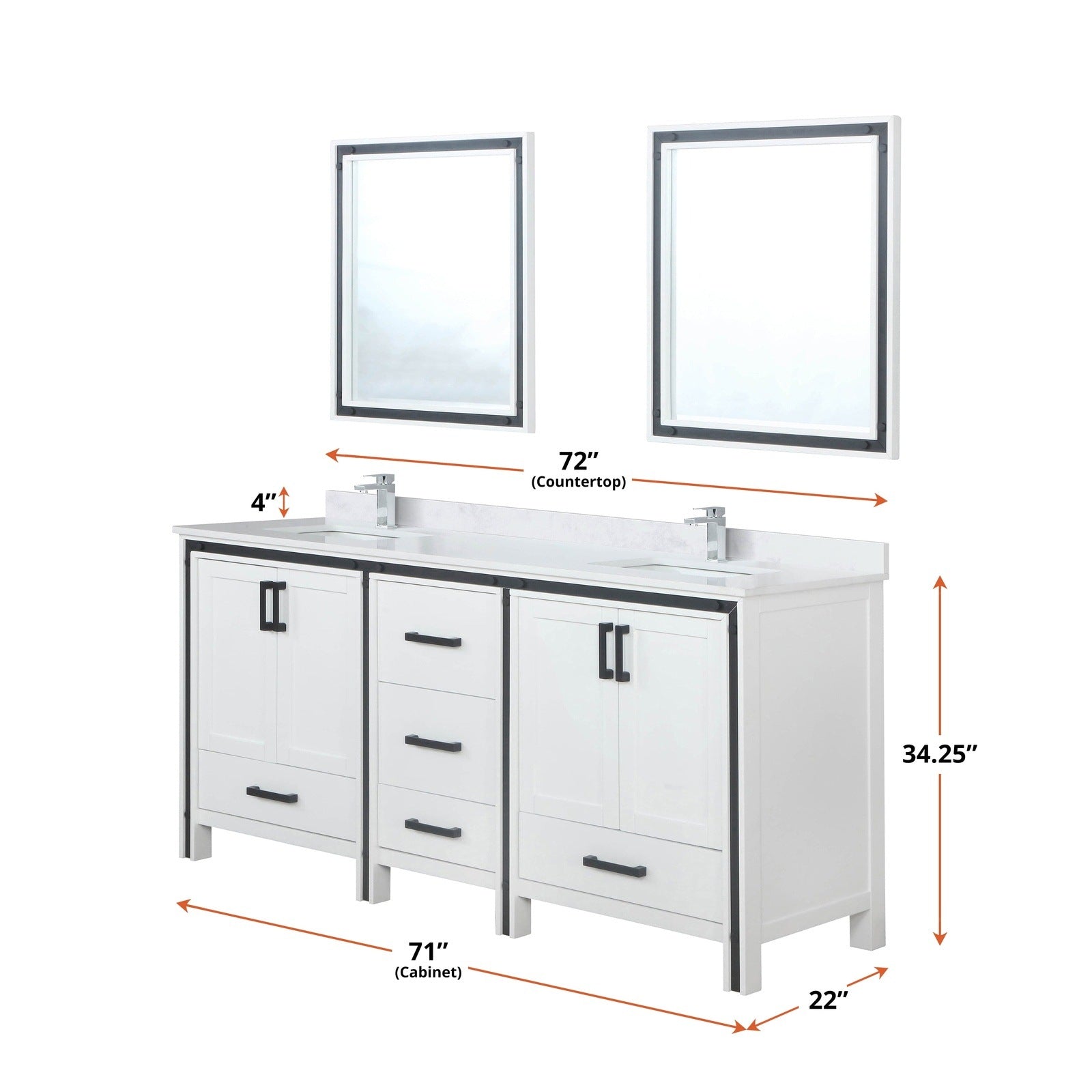 Ziva 72" x 22" Double Bath Vanity - Backyard Provider
