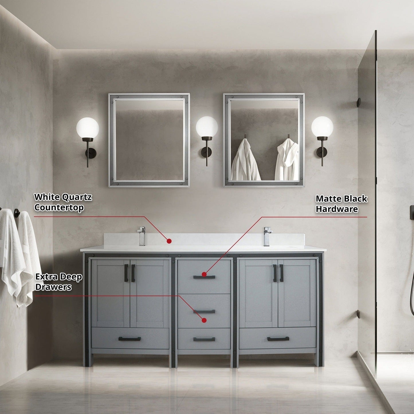 Ziva 72" x 22" Double Bath Vanity - Backyard Provider