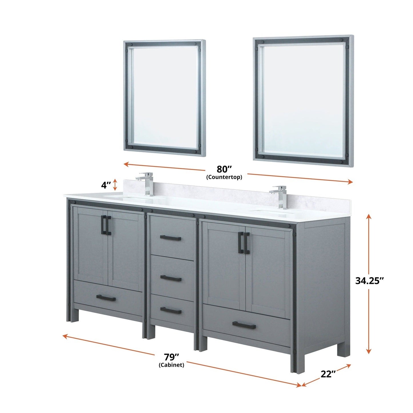 Ziva 80" x 22" Double Bath Vanity - Backyard Provider