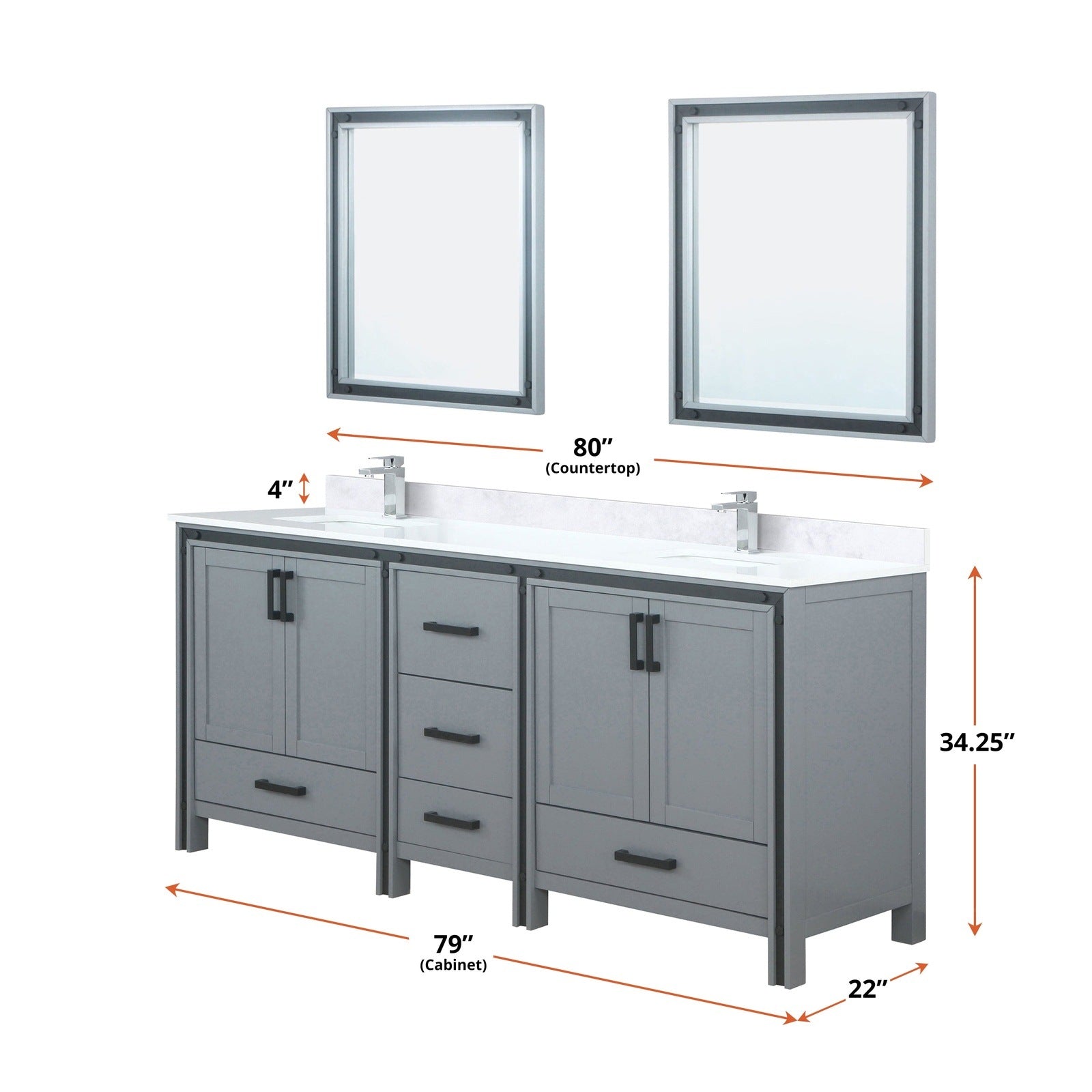 Ziva 80" x 22" Double Bath Vanity - Backyard Provider