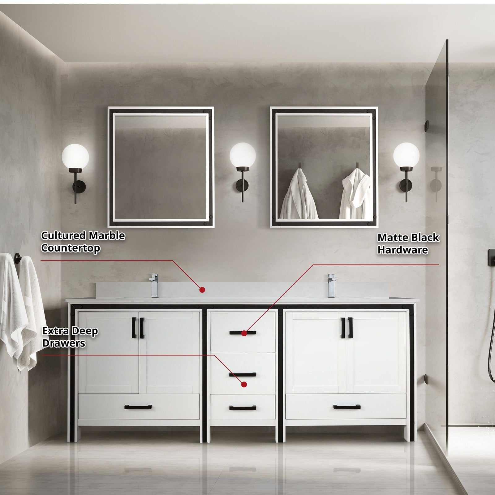 Ziva 80" x 22" Double Bath Vanity - Backyard Provider