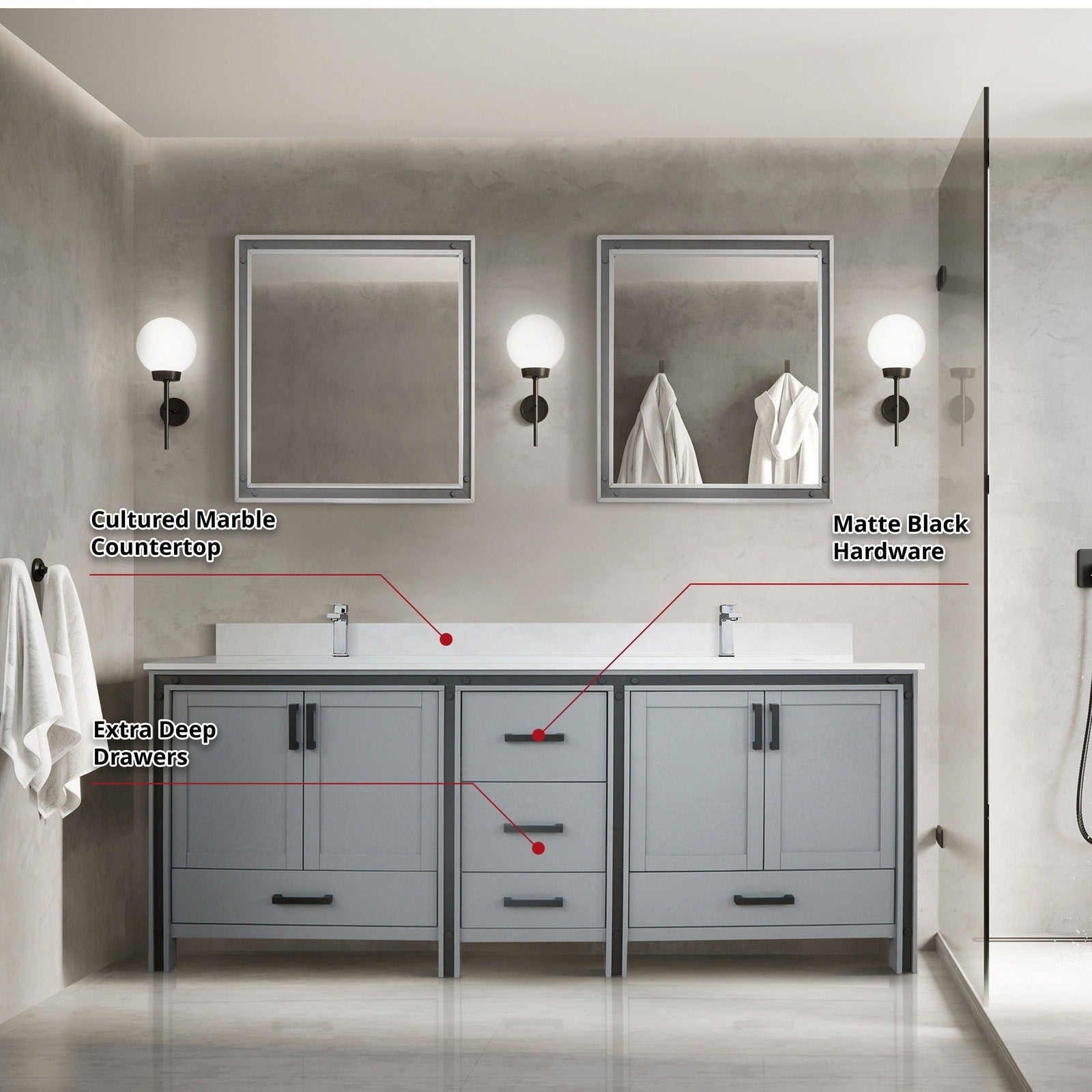 Ziva 80" x 22" Double Bath Vanity - Backyard Provider