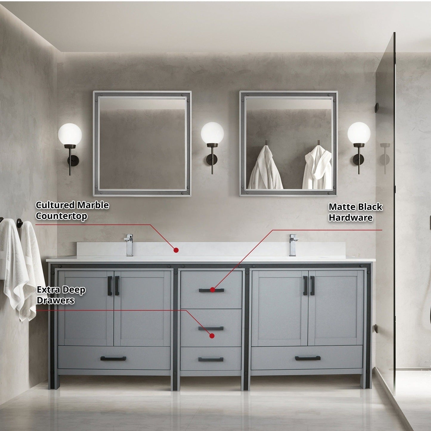 Ziva 84" x 22" Double Bath Vanity - Backyard Provider