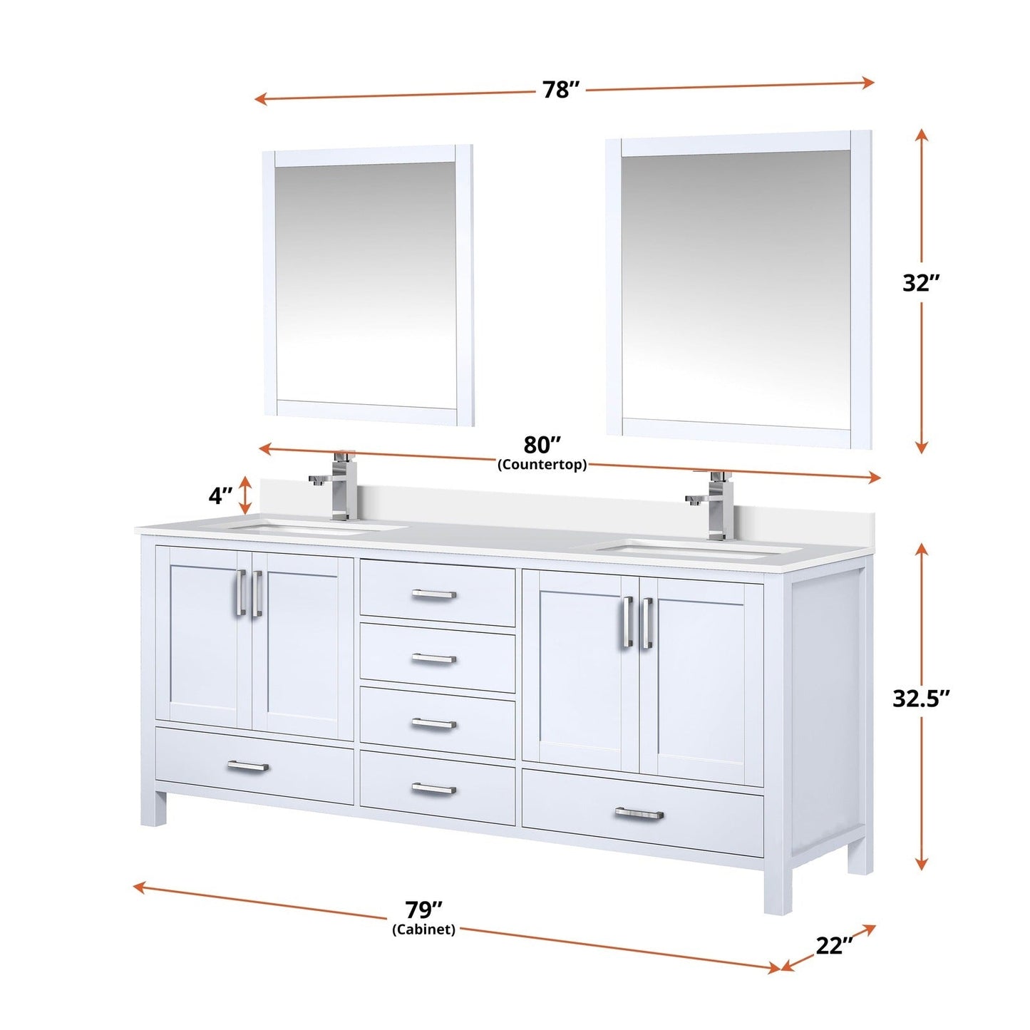 Jacques 80" x 22" Double Bath Vanity - Backyard Provider