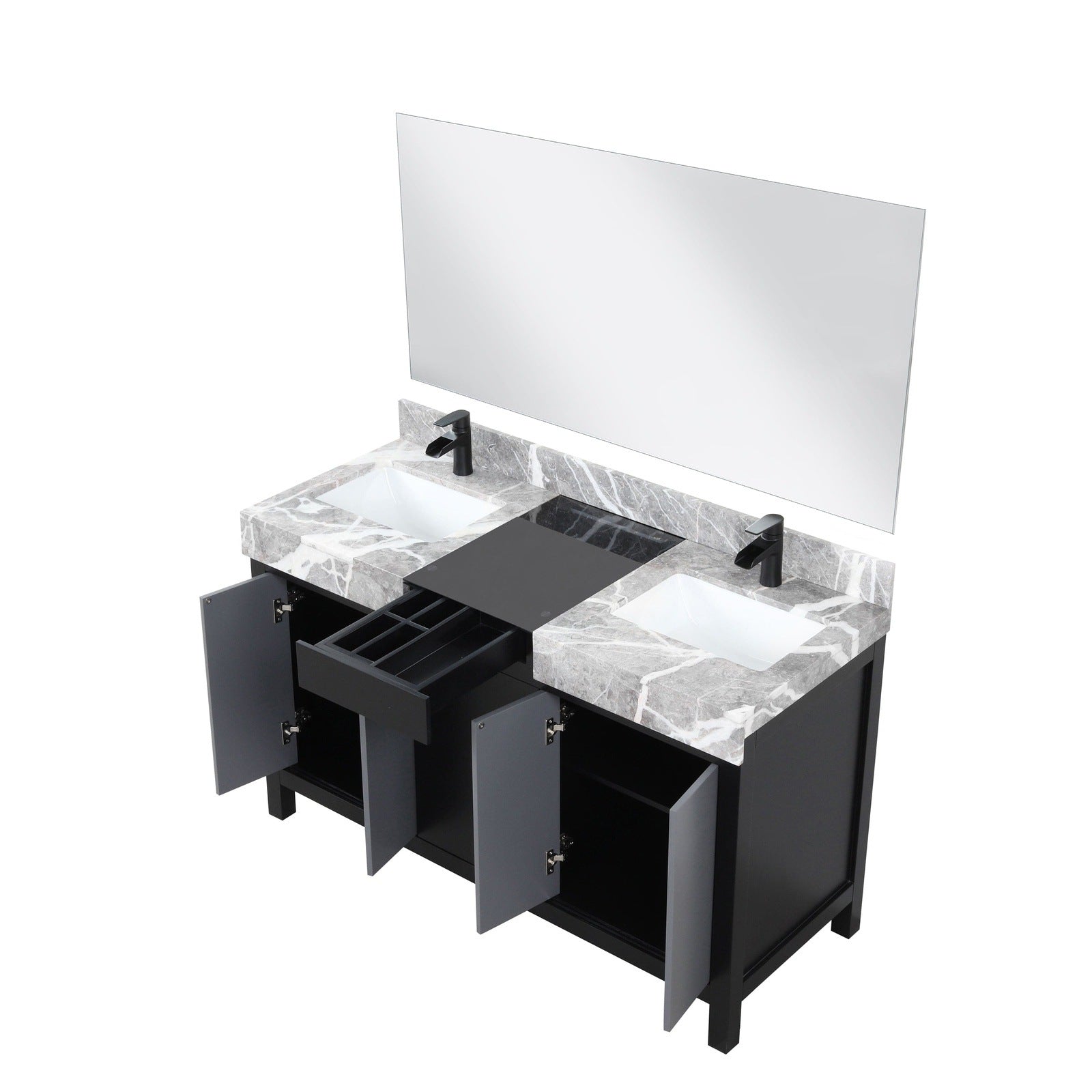 Zilara 55" Black and Grey Double Vanity - Backyard Provider