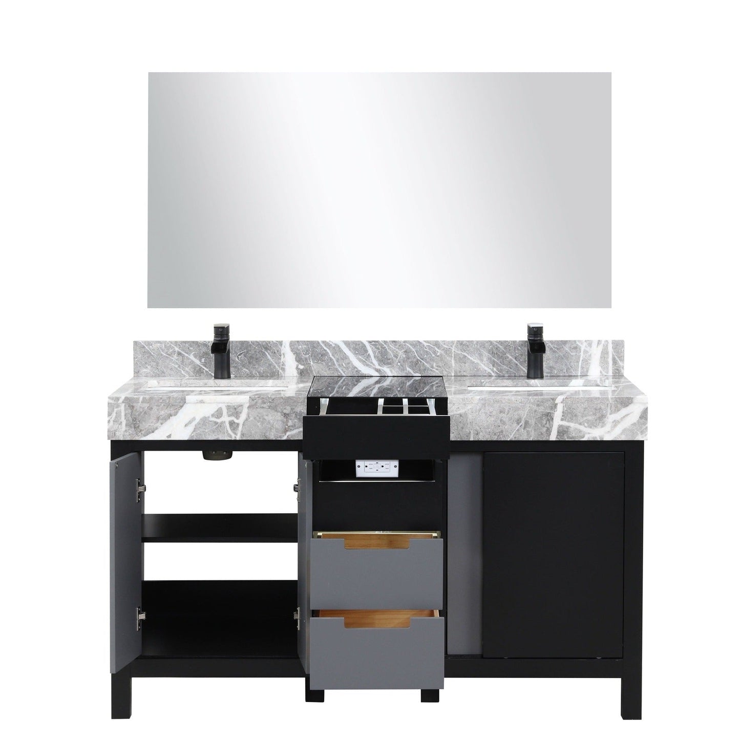 Zilara 55" Black and Grey Double Vanity - Backyard Provider