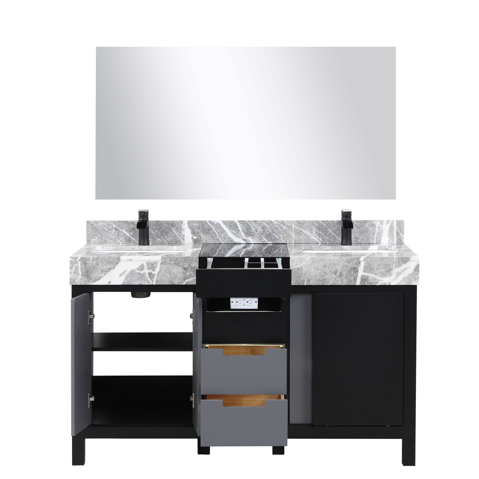 Zilara 55" Black and Grey Double Vanity - Backyard Provider