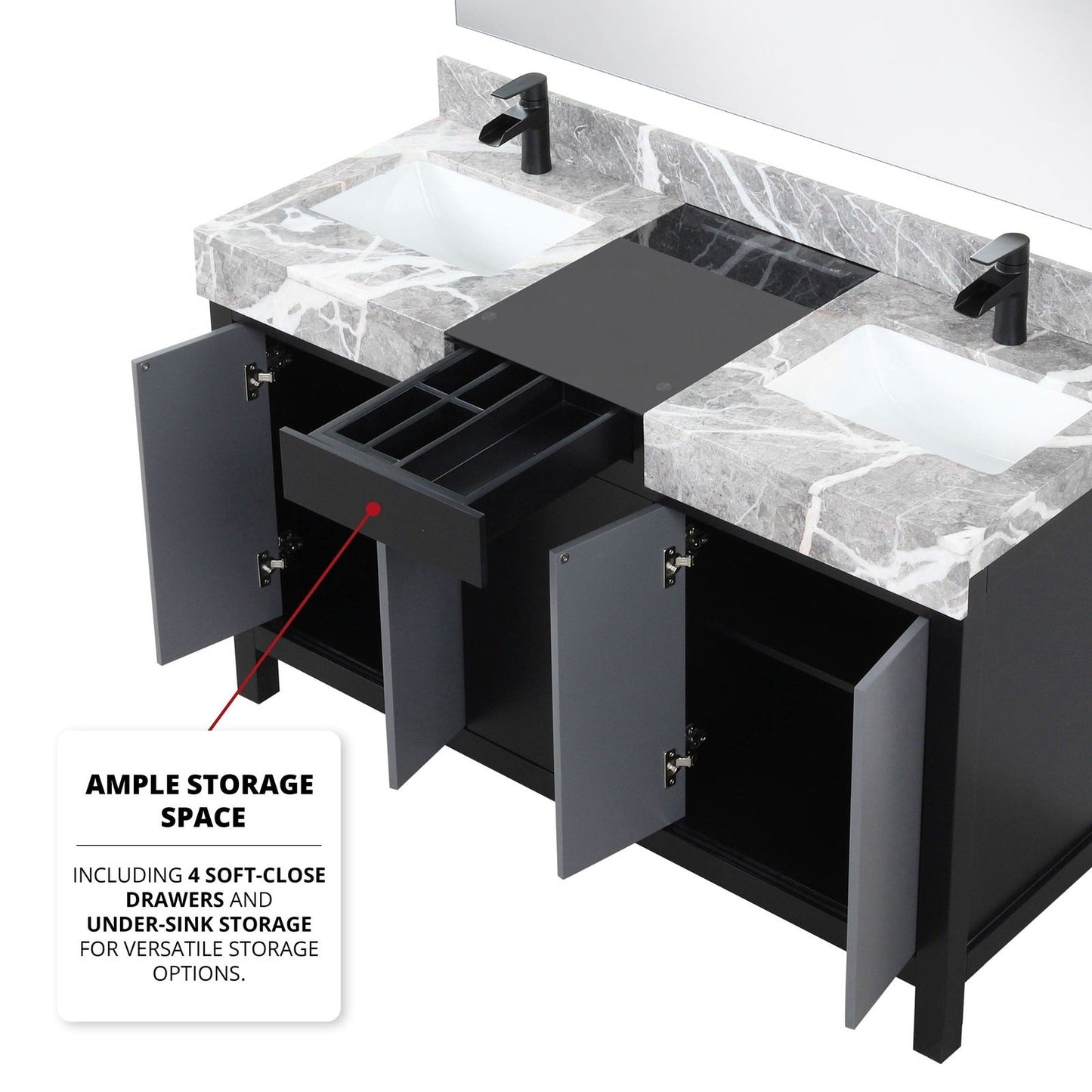 Zilara 55" Black and Grey Double Vanity - Backyard Provider