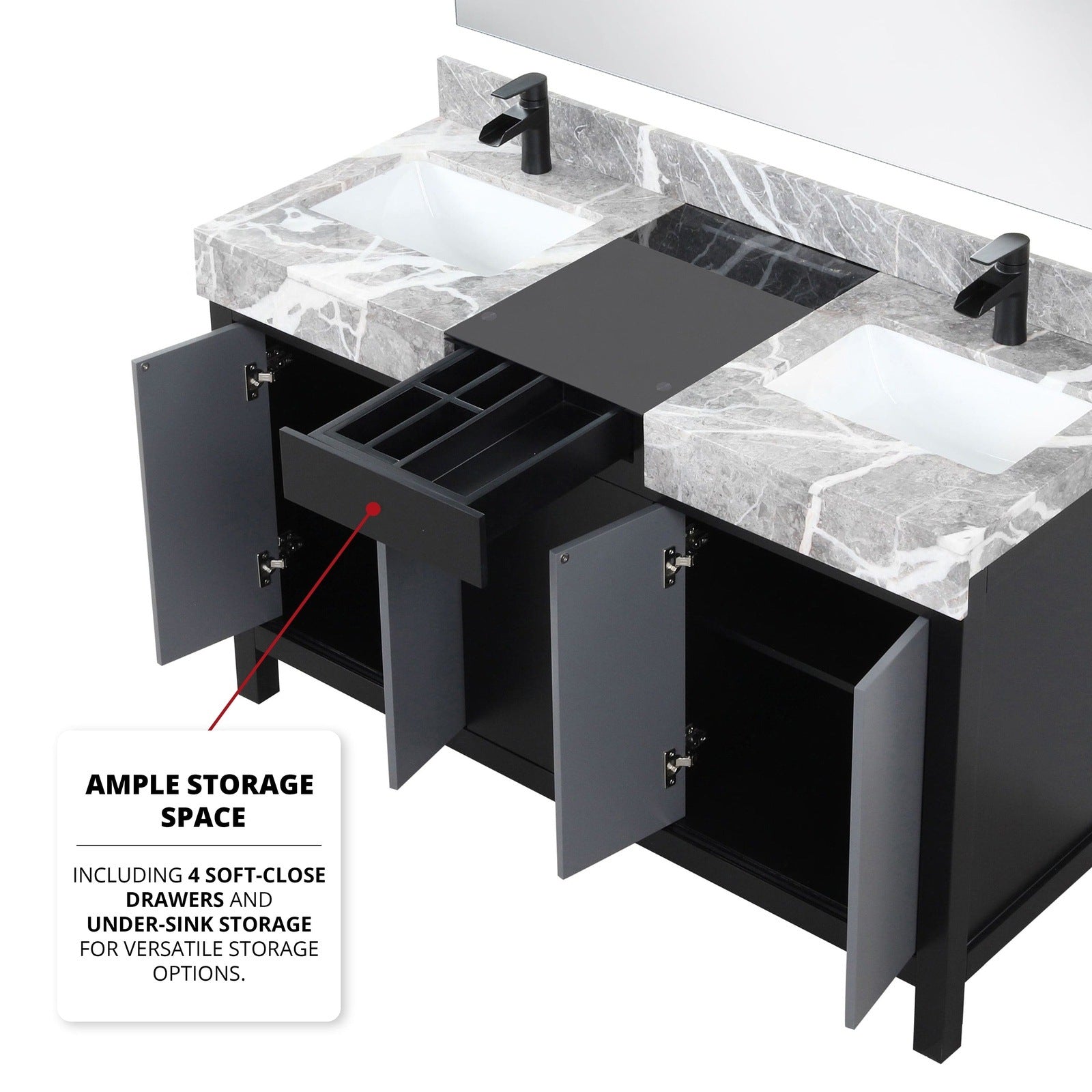 Zilara 55" Black and Grey Double Vanity - Backyard Provider