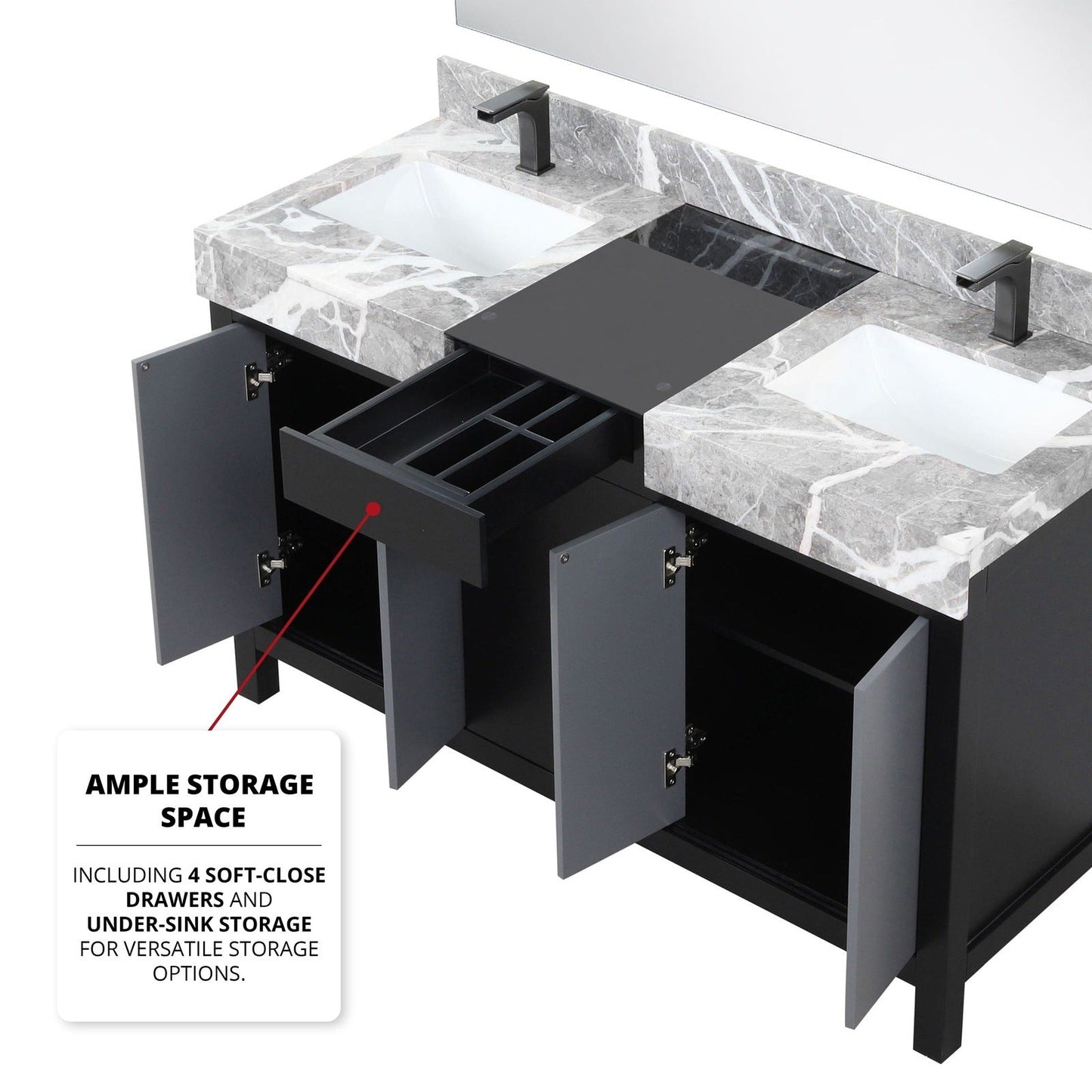 Zilara 55" Black and Grey Double Vanity - Backyard Provider