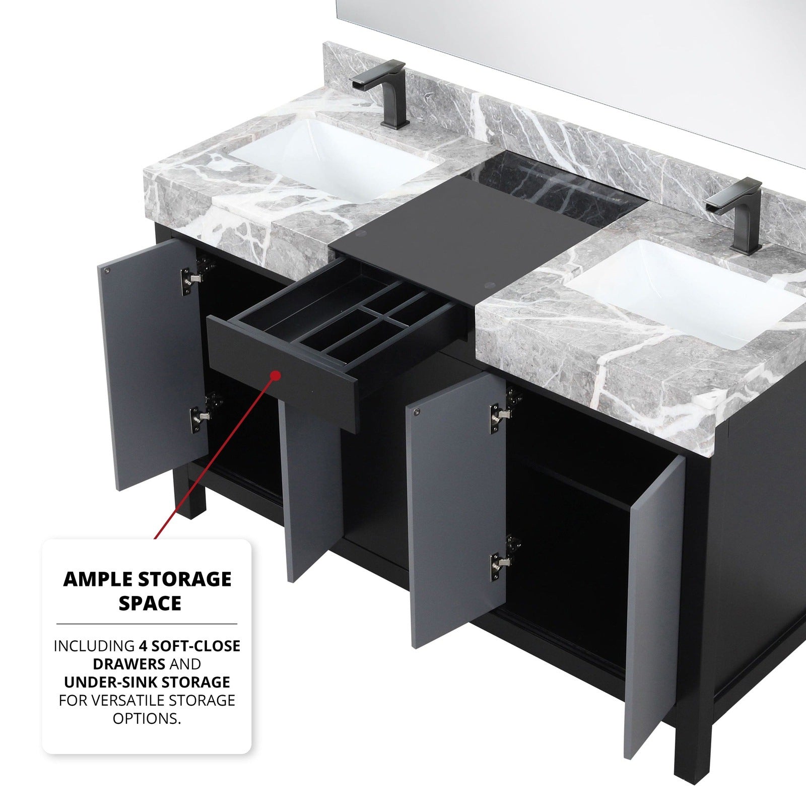 Zilara 55" Black and Grey Double Vanity - Backyard Provider