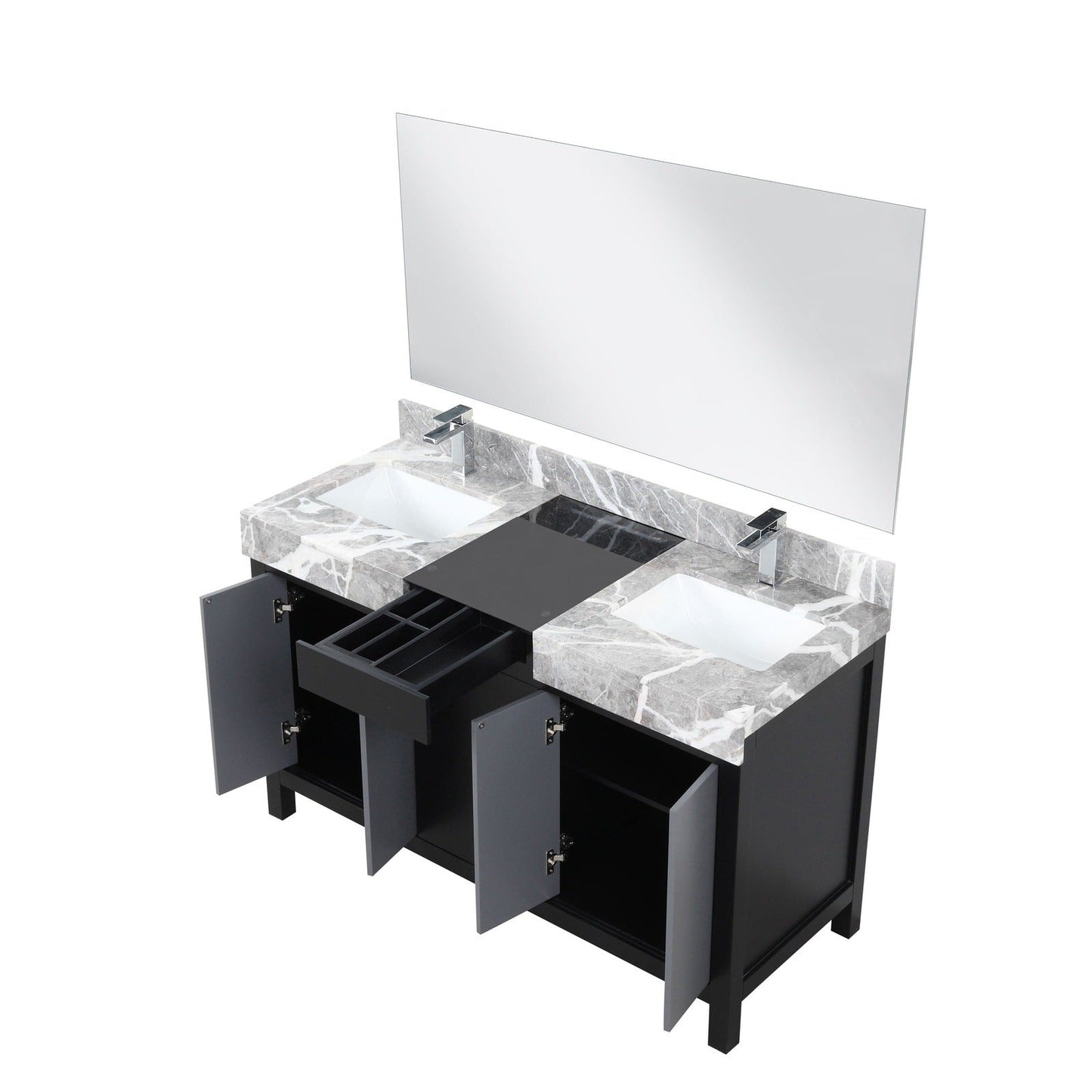 Zilara 55" Black and Grey Double Vanity - Backyard Provider