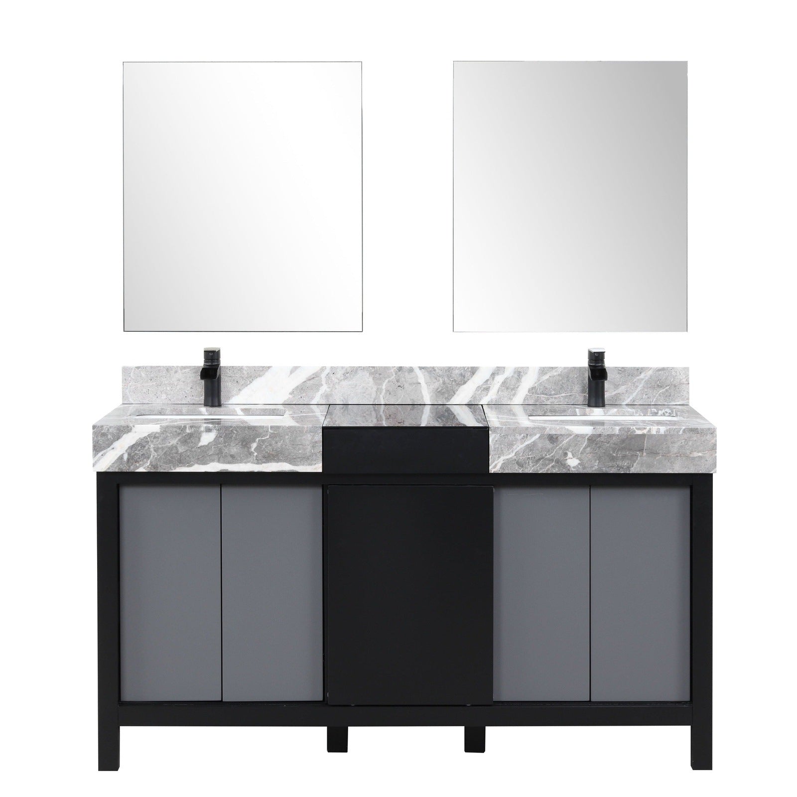 Zilara 60" Black and Grey Double Vanity - Backyard Provider
