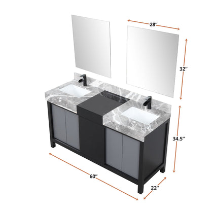 Zilara 60" Black and Grey Double Vanity - Backyard Provider