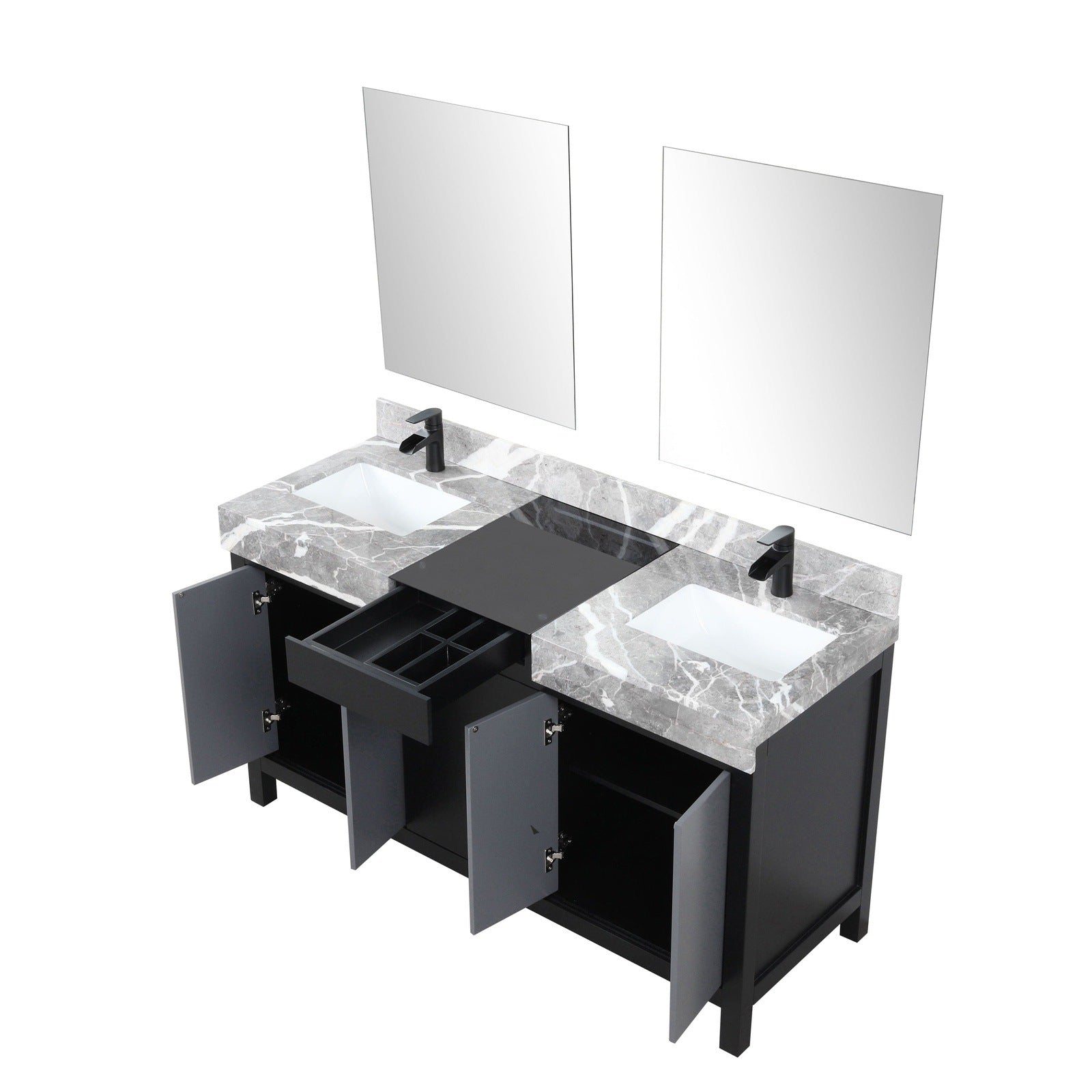 Zilara 60" Black and Grey Double Vanity - Backyard Provider