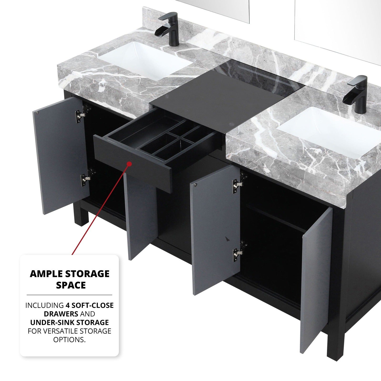 Zilara 60" Black and Grey Double Vanity - Backyard Provider