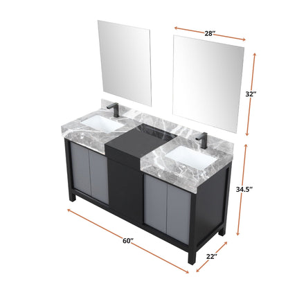 Zilara 60" Black and Grey Double Vanity - Backyard Provider