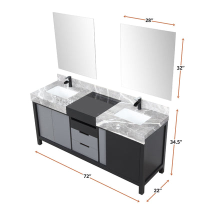 Zilara 72" Black and Grey Double Vanity - Backyard Provider