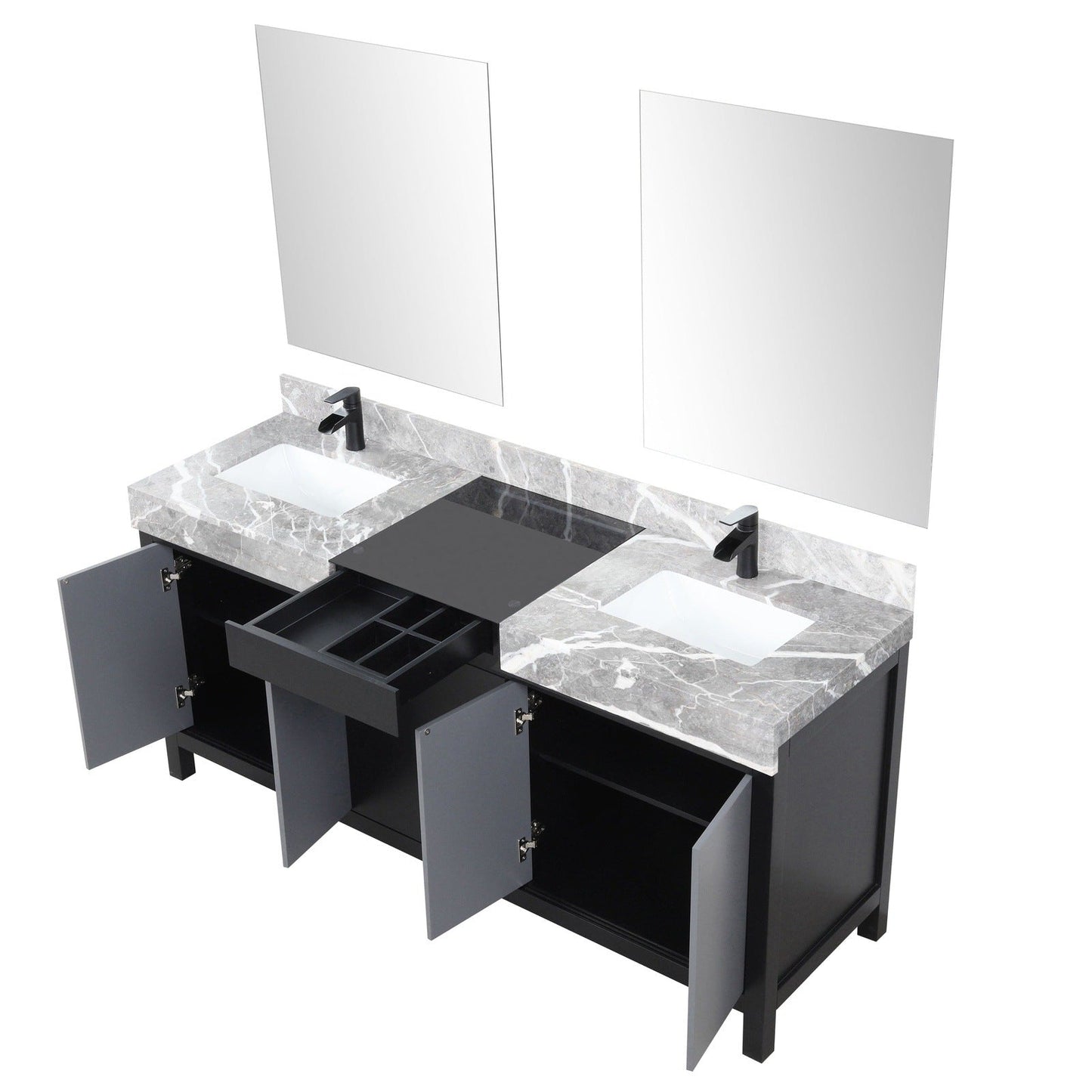 Zilara 72" Black and Grey Double Vanity - Backyard Provider