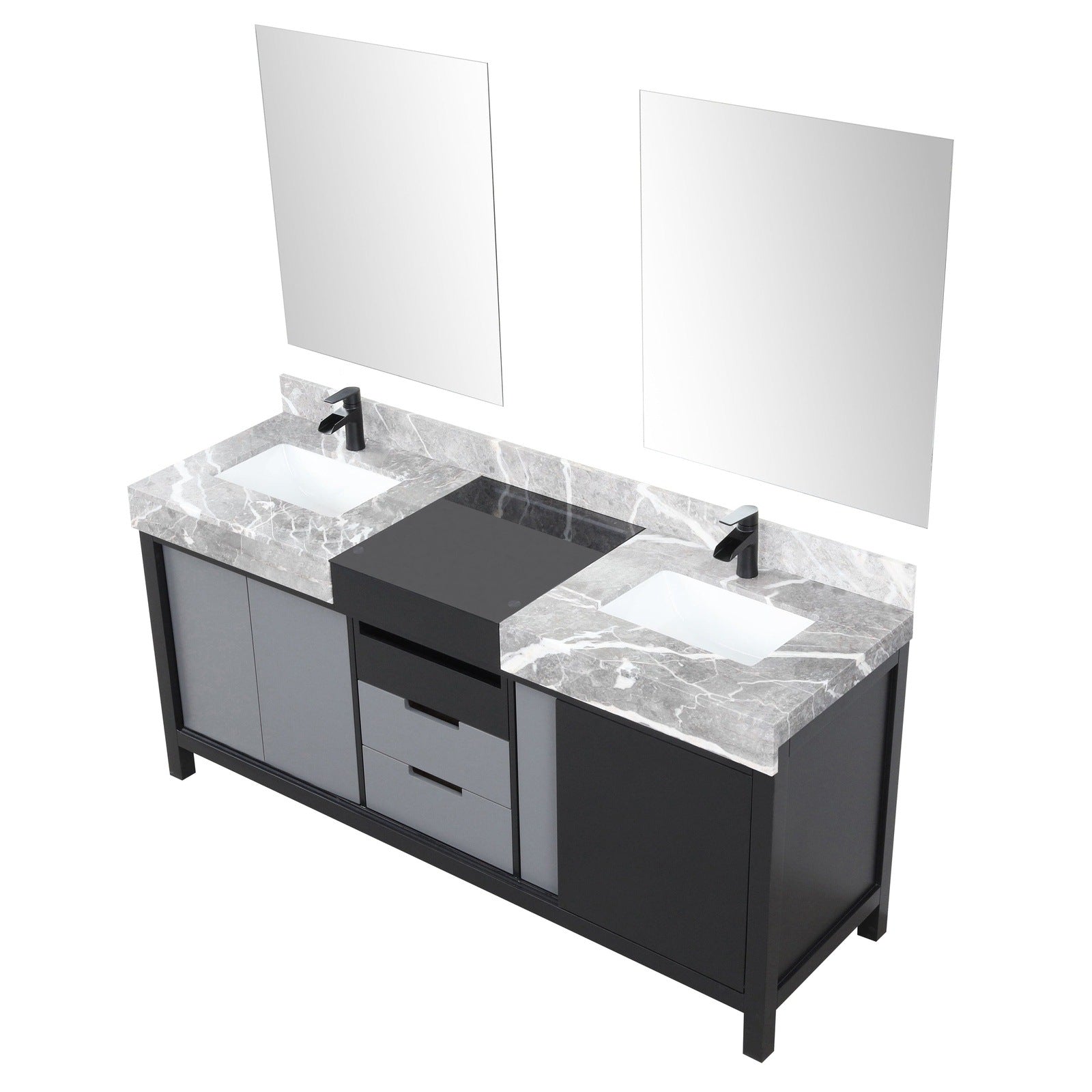 Zilara 72" Black and Grey Double Vanity - Backyard Provider