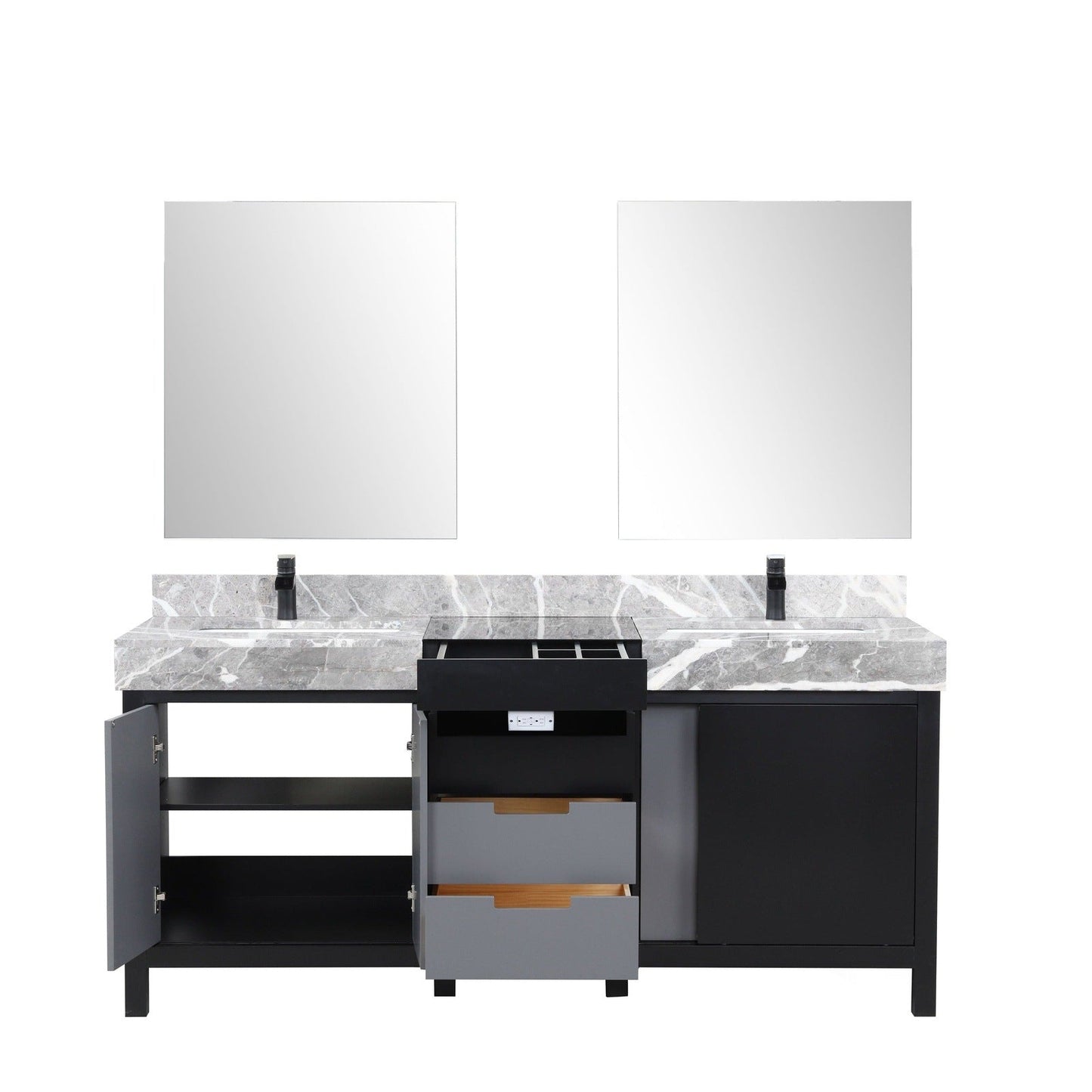Zilara 72" Black and Grey Double Vanity - Backyard Provider